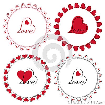 Love heart circle frames vector clipart Stock Photo