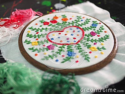 Love heart flower mind spiritual craft healing mental embroidery mandala handmade leisure hobby sewing illustration design art Cartoon Illustration