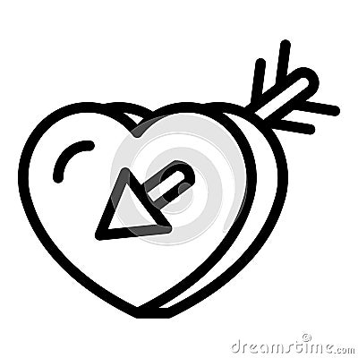 Love heart France icon, outline style Vector Illustration