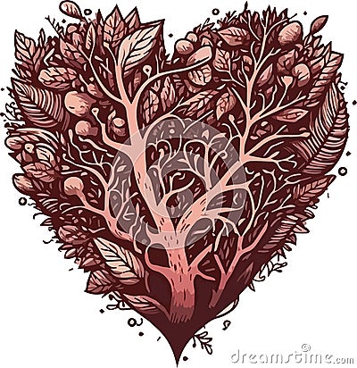 Love Heart Hand Drawn Element Illustration For Valentine's Day Decoration. Vector Illustration