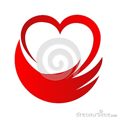 love heart hand help abstract vector logo, stock vector illustration Vector Illustration