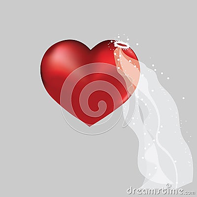 Love heart in hat valentine cute background. Vector Illustration