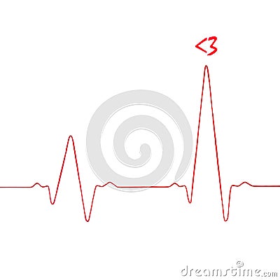 In love heart. Heartbeat rhythm graph on a white background. Stock Photo