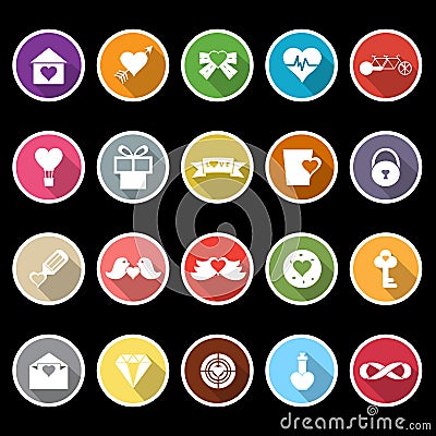 Love and heart icons with long shadow Stock Photo