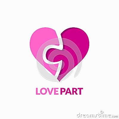 Love heart part puzzle vector logo Vector Illustration