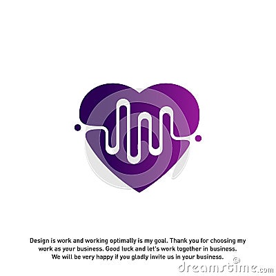 Love Heart with pulse logo vector, elements and symbols, template - Vector Vector Illustration