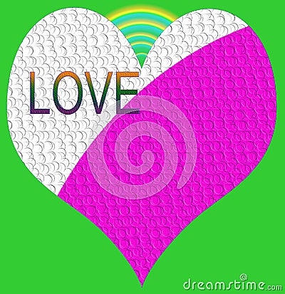 love and heart with rainbow and green background Stock Photo