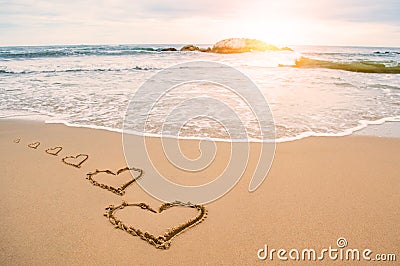 Love heart romantic beach Stock Photo