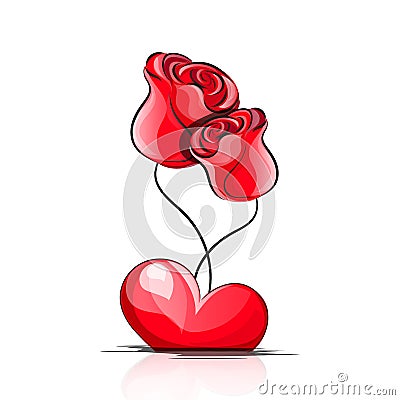 Love heart roses Vector Illustration