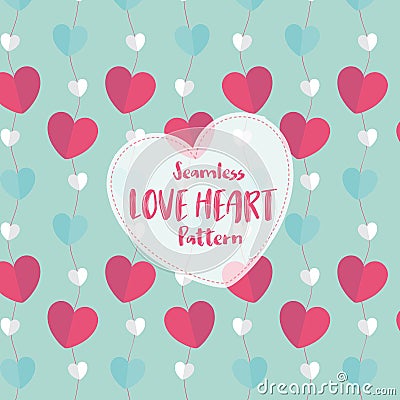 Love Heart Seamless Pattern on Romantic Pastel Color. Vector Illustration. Vector Illustration