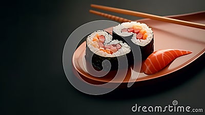 love heart shaped shushi roll for the passion and love of japanese sushi maki foor or fine dining, Generative AI Stock Photo