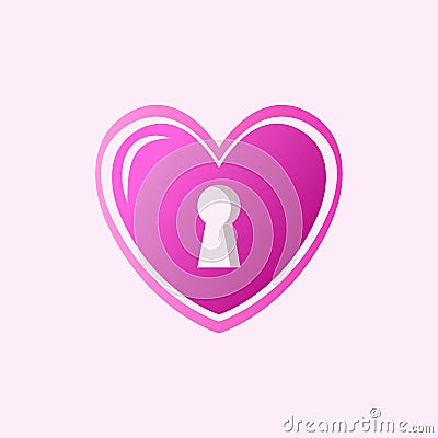Love heart shine lock valentine logo Vector Illustration
