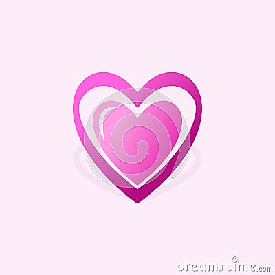 Love heart shine outline beauty valentine logo Vector Illustration