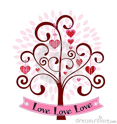 Love heart Tree Vector Illustration