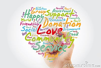 Love heart word cloud, emotion, marriage Stock Photo