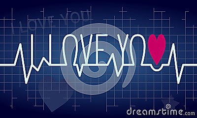 Love Heartbeat Background Vector Illustration