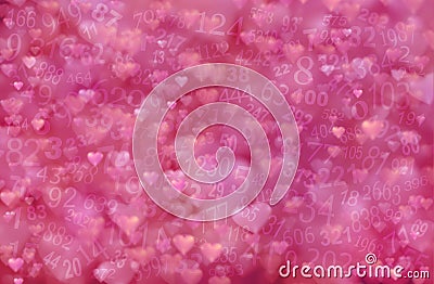 Love Hearts and Chaotic Numbers background Stock Photo