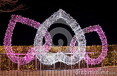 Love hearts, Duryu Park Starry Night Illuminations night in Daegu South Korea Editorial Stock Photo