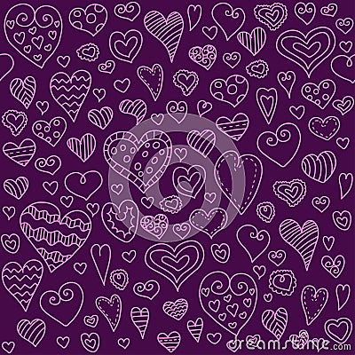 Love hearts seamless pattern. Doodle heart. Romantic background. Vector illustration Vector Illustration