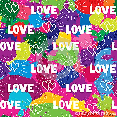 Love hearts seamless pattern. Doodle ornamental hand drawn background Stock Photo