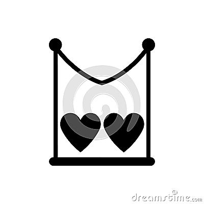 Love hearts on a swing icon Vector Illustration