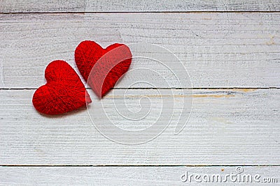 Love hearts on wooden texture background, valentines day card concept. original heart background Stock Photo