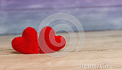 Love hearts on wooden texture background, valentines day card concept. original heart background Stock Photo