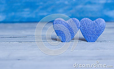 Love hearts on wooden texture background, valentines day card concept. original heart background Stock Photo