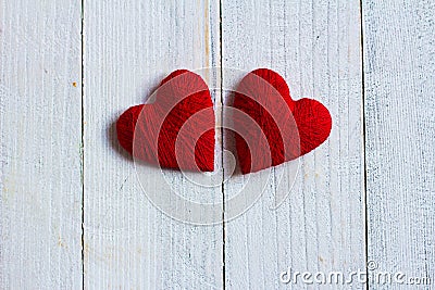 Love hearts on wooden texture background, valentines day card concept. original heart background Stock Photo