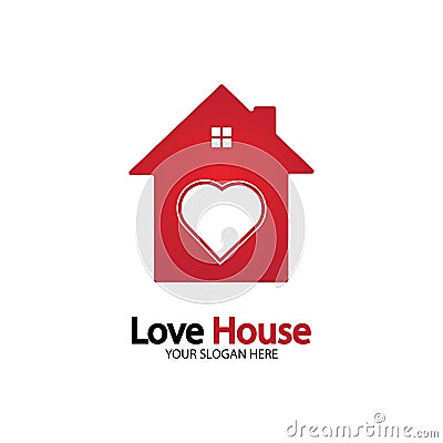 Love Home Logo. Heart and House Icon Combination. Health and Care Symbol. Flat Vector Logo Design Template Vector Illustration