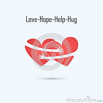 LOVE-HOPE-HELP-HUG vector logo design template.Aid & love icon.Wedding logo.Bridegroom & Bride icon idea concept.Family,man & Vector Illustration