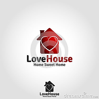 Love House Logo - Lovely Family Live Place Vector Illustration