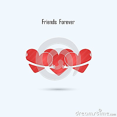 LOVE-HUG-FRIENDS FOREVER vector logo design template.Aid & love Vector Illustration