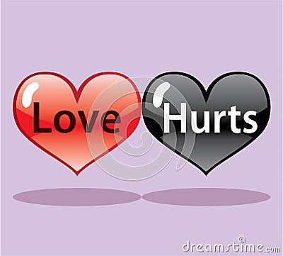 Love Hurts floating hearts red and black vector Vector Illustration