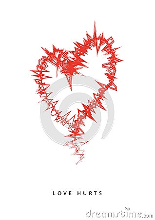 LOVE HURTS vector illustration. Cartoon Illustration