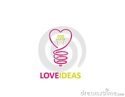 Love ideas lamps logo design Vector Illustration