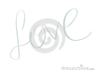 Love illustration. Handwritten Love text sign on white background isolated. Wedding greeting card. Happy valentines day Cartoon Illustration