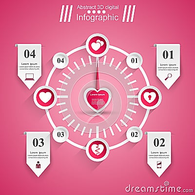 Love Infographic. Heart icon. Speedometer icon. Vector Illustration