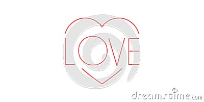 Love inscription with heart line style Vector Illustration