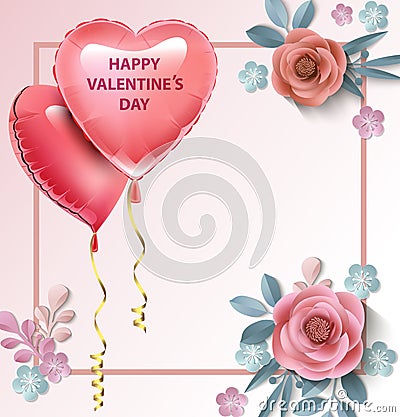 Love Invitation card Valentine`s day balloon heart on abstract background with text . Vector illustration Vector Illustration