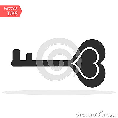 Love key icon heart shape vector isolated Vector Illustration
