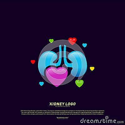 Love Kidney Logo Design Concept. Urology Logo Vector Template Vector Illustration