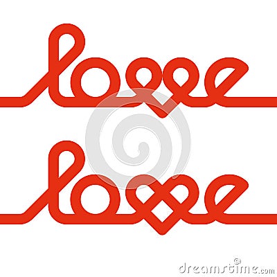 Love knot typography. Heart knot typography. Creative love logotype. Vector Illustration