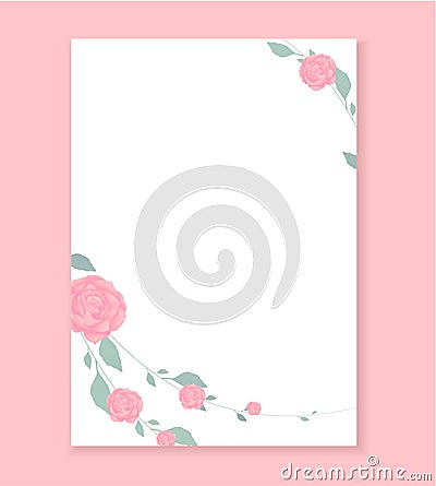 Love letter, Blank template with Rose flower pattern background Vector Illustration