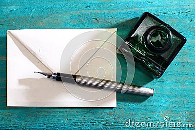 Love letter and fountain pen Stock Photo