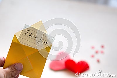 Love letter with the message I love you. Stock Photo