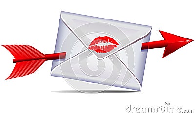 Love Letter sealed with a kiss Vector Illustration