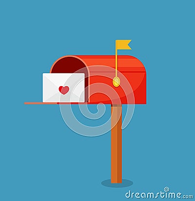 Love letter vector. Mailbox vector. mailbox on white background. Love letter in mailbox Vector Illustration