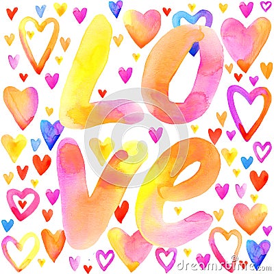 Love lettering background. Valentines day card. Stock Photo