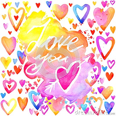 Love lettering background. Valentines day card. Stock Photo